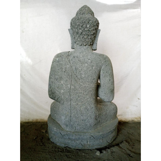 Bouddha extérieur zen en pierre volcanique position chakra