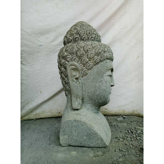 Buste bouddha en pierre jardin zen 70 cm
