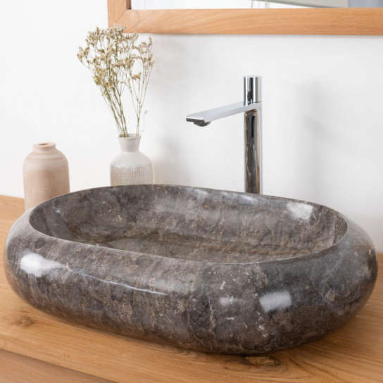 Grande vasque en marbre à poser murano 60x40 gris