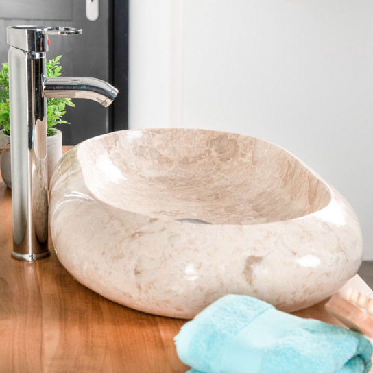 Grande vasque en marbre à poser murano crème 60cm