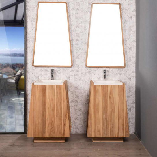 Meuble salle de bain en teck avec vasque intégrée Tipi 65 cm