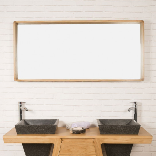 Miroir salle de bain en teck Samba 140 x 65 cm