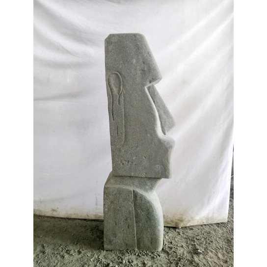 Moai ile de paques debout en pierre volcanique 100 cm