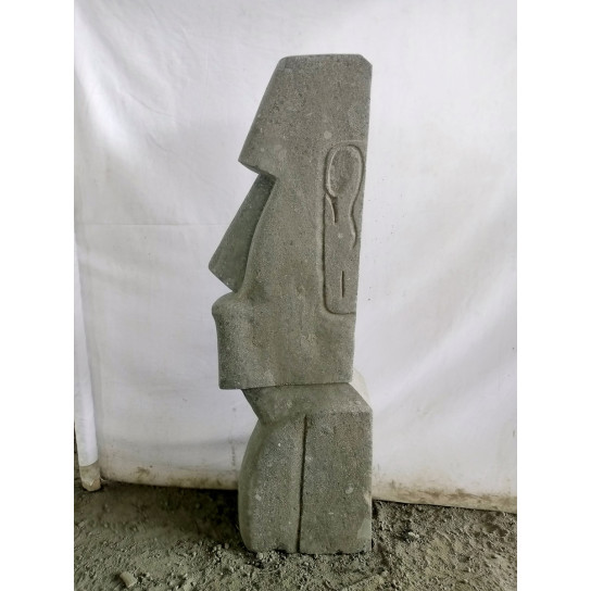 Moai ile de paques debout en pierre volcanique 100 cm