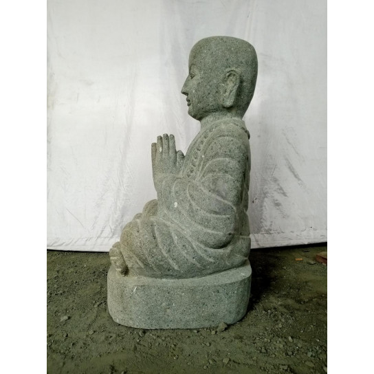 Moine shaolin assis statue en pierre 80 cm