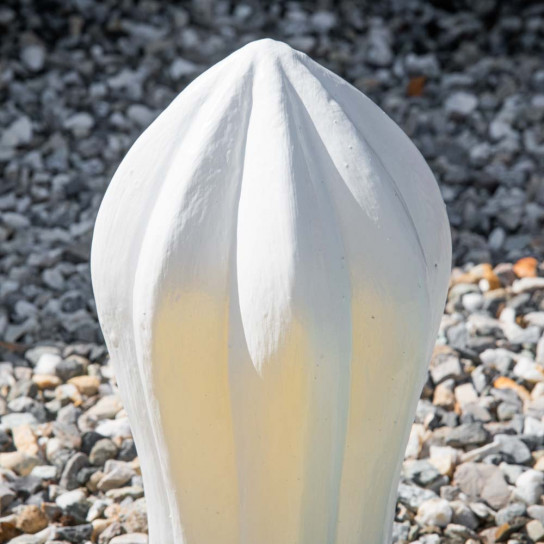 Sculpture cactus deco jardin 30cm blanc
