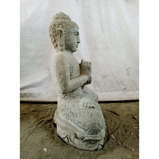 Statue bouddha assis pierre volcanique en chakra 60 cm