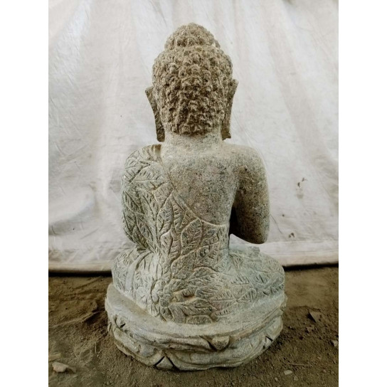 Statue bouddha assis pierre volcanique en chakra 60 cm