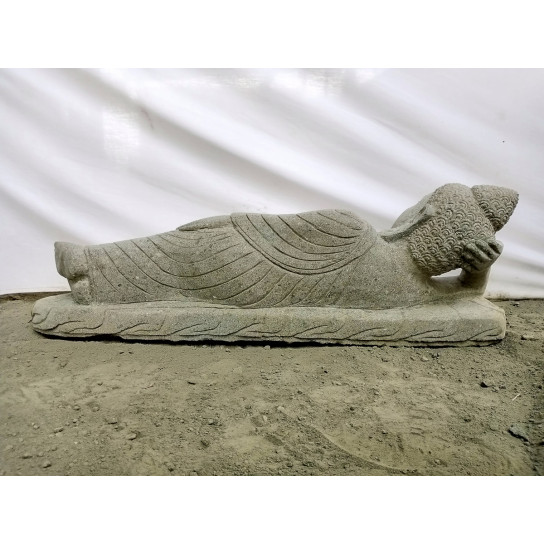 Statue bouddha couché en pierre naturelle 1m