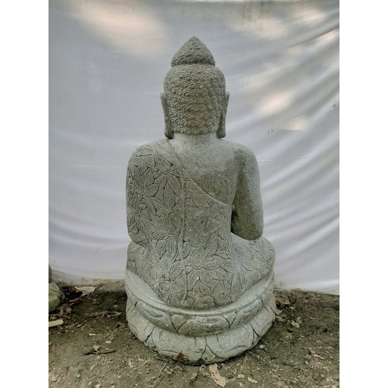 Statue de bouddha jardin zen en pierre volcanique position chakra 1,20 m