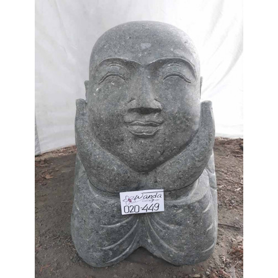Statue de jardin moine allongé en pierre 1m
