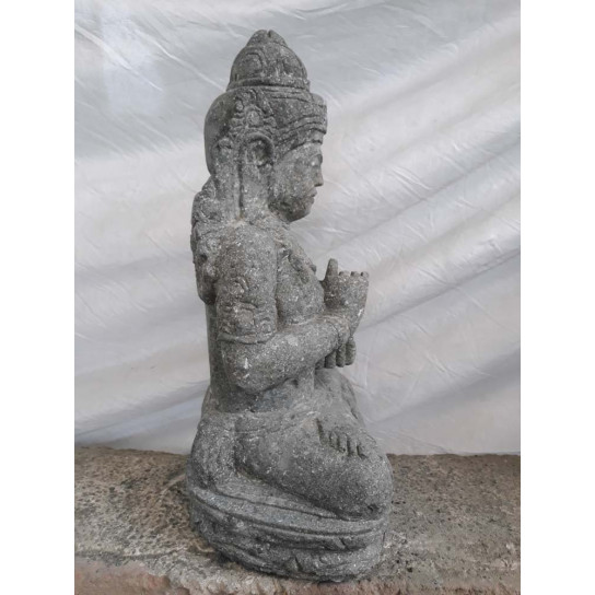 Statue déesse assise en pierre jardin zen chakra 50 cm