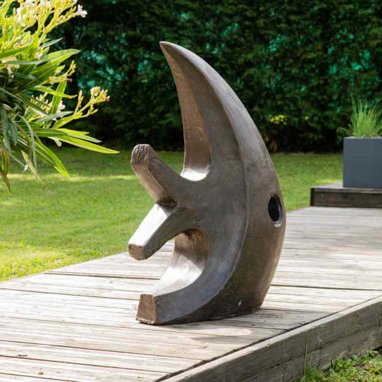 Statue design de jardin poisson 78 cm brun