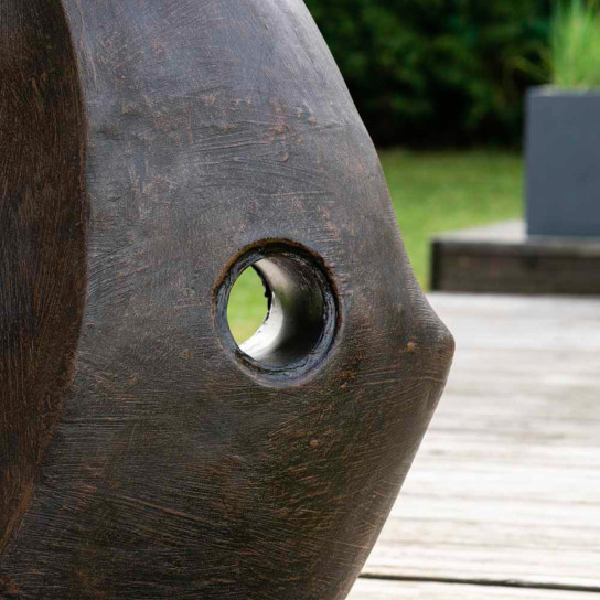 Statue design de jardin poisson 78 cm brun