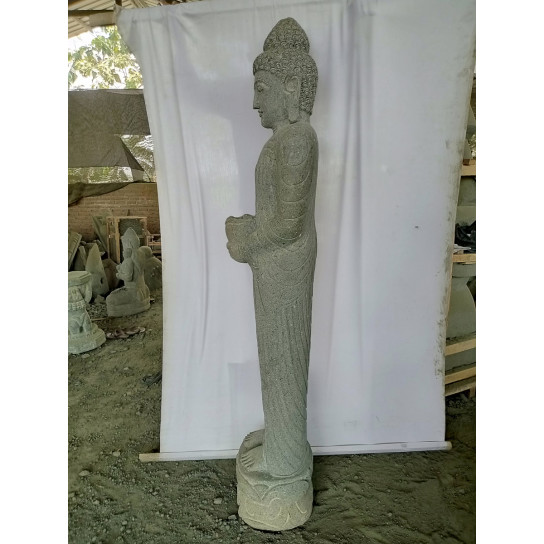 Statue en pierre bouddha debout offrande 2 m