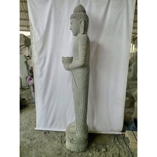 Statue en pierre bouddha debout prière 2 m