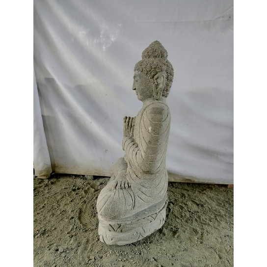 Statue en pierre jardin exterieur bouddha position chakra 55 cm