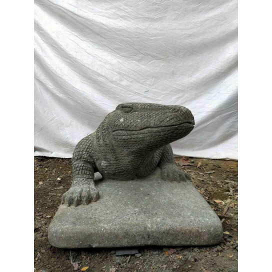 Statue extérieure dragon de komodo en pierre 120 cm