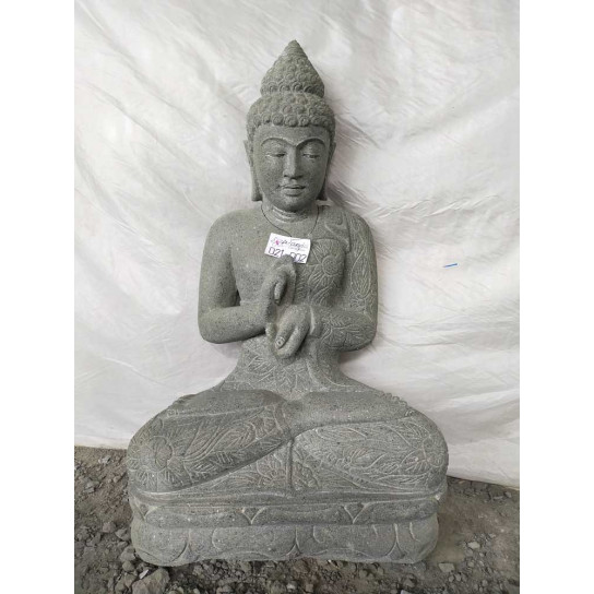Statue jardin bouddha assis pierre volcanique position chakra 100 cm