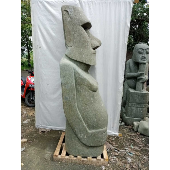 Statue jardin zen moai de l'ile de pâques en pierre naturelle 200 cm