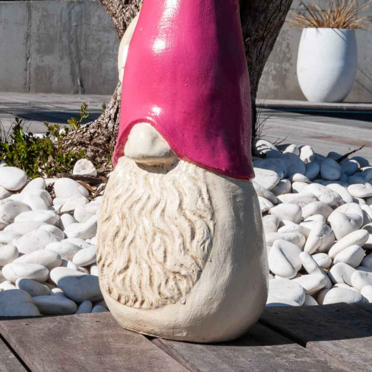 Statue moderne jardin tomte suédois rose 50 cm