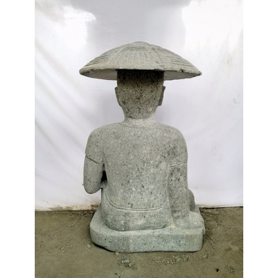 Statue pêcheur japonais pierre volcanique de 80cm