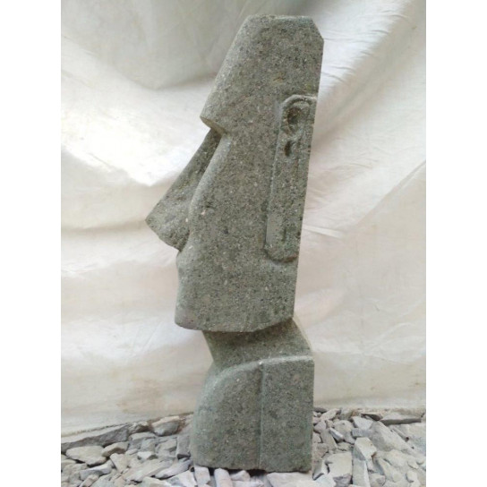 Tiki d'océanie statue jardin en pierre volcanique 60cm