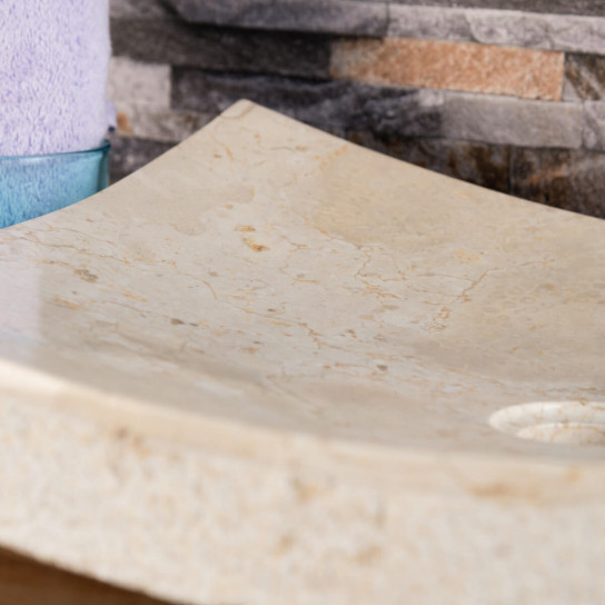 Vasque à poser rectangle 50cm en pierre marbre Gènes crème