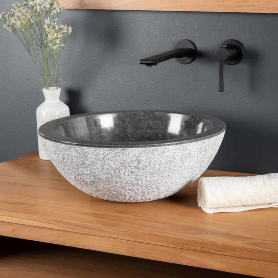 Vasque en marbre à poser Stromboli noir 40cm