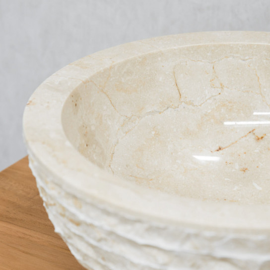 Vasque ronde à poser en pierre vesuve crème 35cm