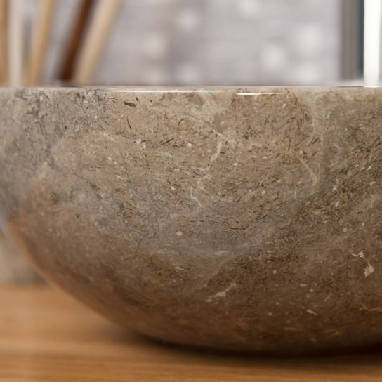 Vasque ronde Barcelone à poser en marbre de couleur gris - diamètre 30 cm
