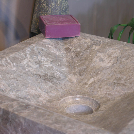 Vasque salle de bain à poser Alexandrie carré 30cm x 30cm gris taupe