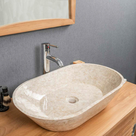Vasque salle de bain en marbre Eve crème 60 cm